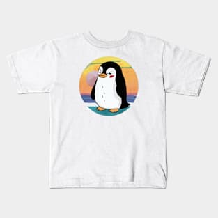 Sulky Penguin Japanese Art Print Kids T-Shirt